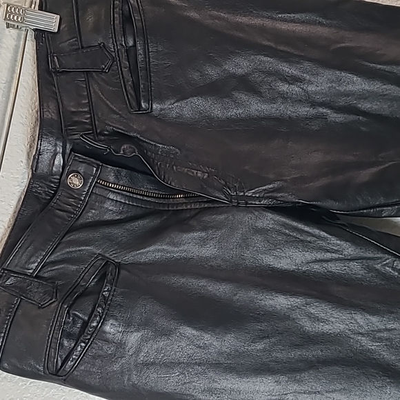 Vintage black leather pants Roxstream size 7-8 womens - Picture 2 of 12